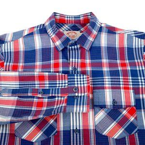Brooks Brothers X Slim Plaid All Cotton Button Up Shirt MD Medium